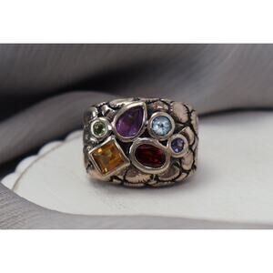 Chi by Falchi Multigem Sterling Silver Multi Gemstone Ring 13.30G / Sz 5